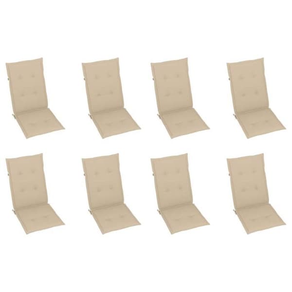 Maison Exclusive - Fällbara stolar med kuddar, 8 delar, i massiv akaciaträ Beige (kuddar)