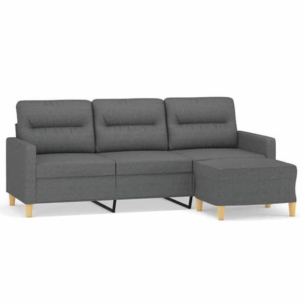 Maison Exclusive - 3-sitssoffa med fotstöd Mörkgrå 180 cm Tyg Mörkgrå