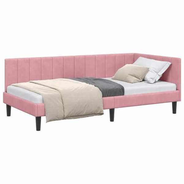 Maison Exclusive - Hörnsängram Rosa 90 cm x 200 cm Sammet