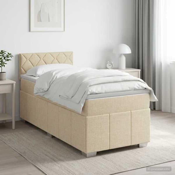 Maison Exclusive - Boxspring seng med madras Creme 90 x 200 cm Stof