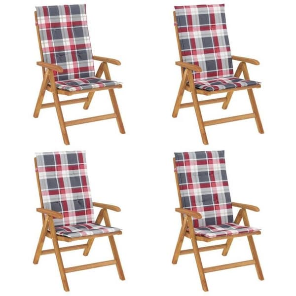 Maison Exclusive - Fällbara trädgårdsstolar set om 4 med kuddar i teakträ