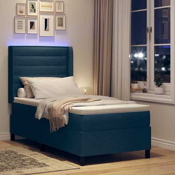Maison Exclusive - LED-jousipatja sinisellä 90 x 200 cm kankaalla Blå