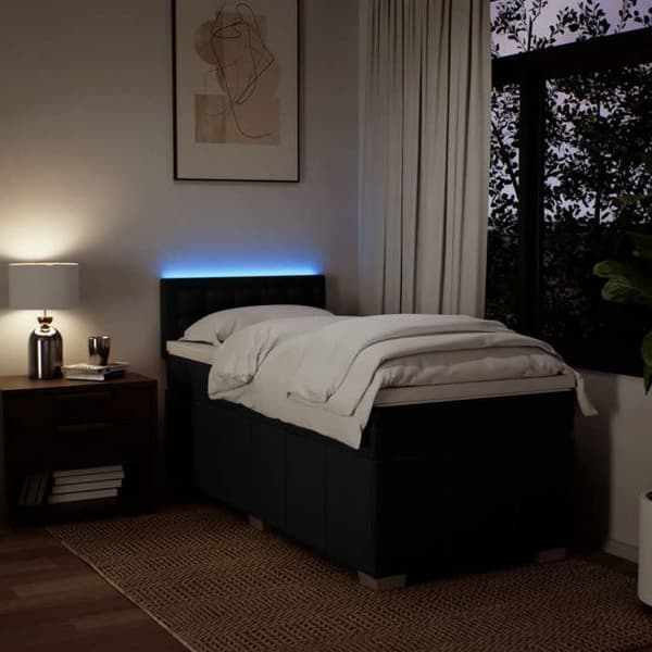 Maison Exclusive - Seng med lamelbund og madras Sort 90x200 cm Stof