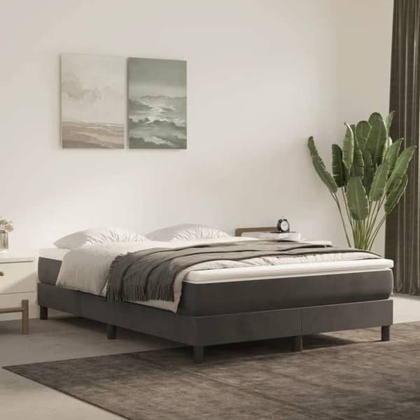 Maison Exclusive - Sängram med lameller mörkgrå 140x200 cm sammet mörkgrå