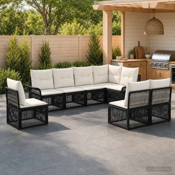 Maison Exclusive - 8 stk. have-sofa sæt i sort polyrotin