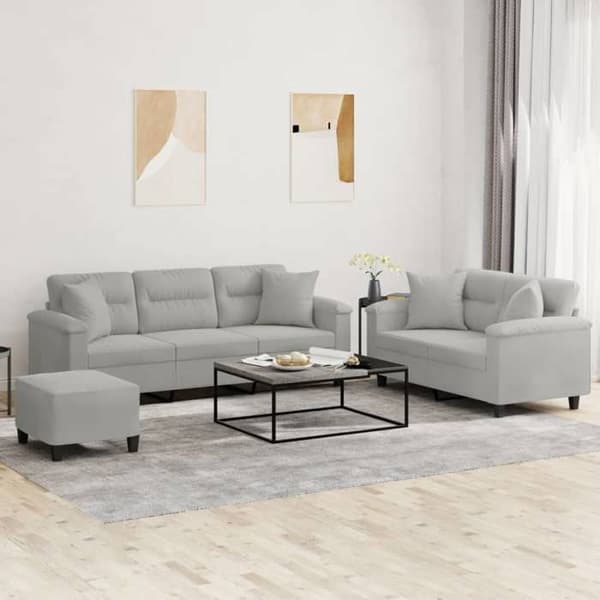 Maison Exclusive - Sæt af 3 sofaer med puder Lys grå Mikrofiber stof