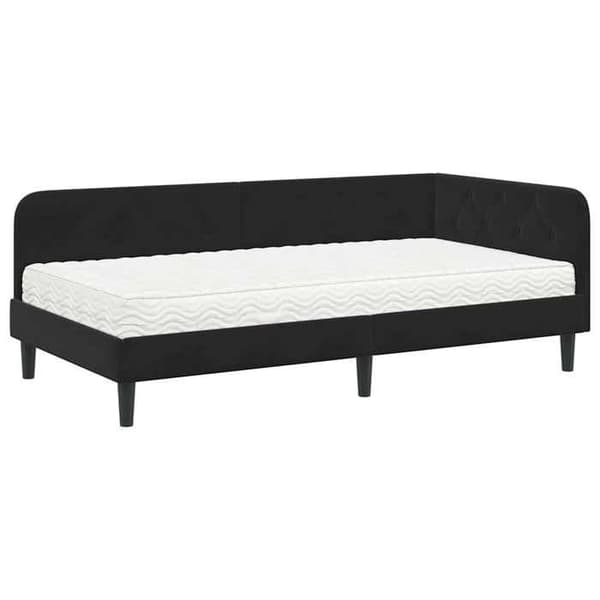 Maison Exclusive - Svart hörnsängram 90 x 200 cm Sammet Svart