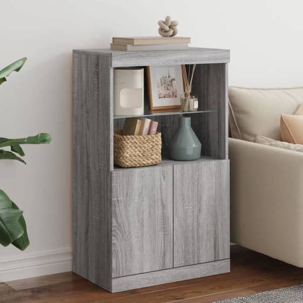 Maison Exclusive - Buffet med LED-lys sonoma grå 60,5x37x100 cm
