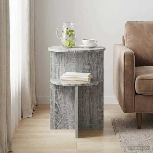 Maison Exclusive - Sonoma grå sidebord Ø 39,5 x 55 cm Ingeniørtræ Sonoma grå