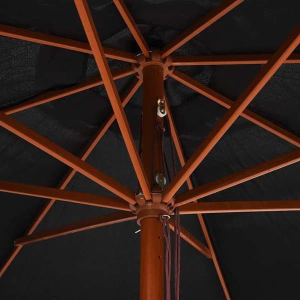 Maison Exclusive - Udendørs parasol med træstang 350 cm Sort