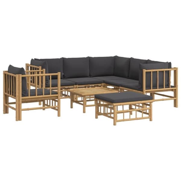 Maison Exclusive - Trädgårdsmöbler 8 delar med mörkgrå kuddar i bambu