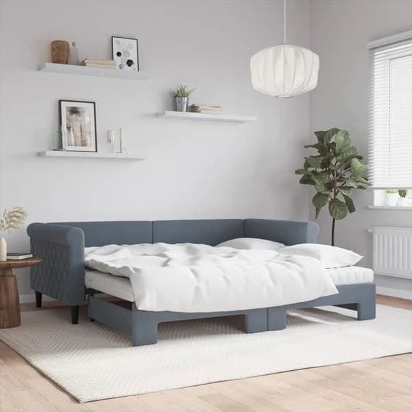 Maison Exclusive - Dagbädd med utdragssäng och mörkgrå madrass 90x190cm sammet Mörkgrå