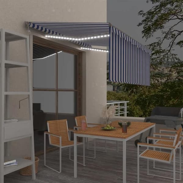 Fällbart tak - EXKLUSIVT HUS - Automatisk modell - Motoriserad - Vindsensor - Blå/vit LED Blå och vit (LED)