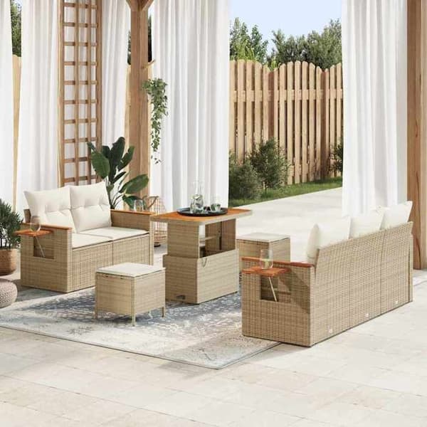 Maison Exclusive - Trädgårdsoffmöbelset 10 delar 7-sits