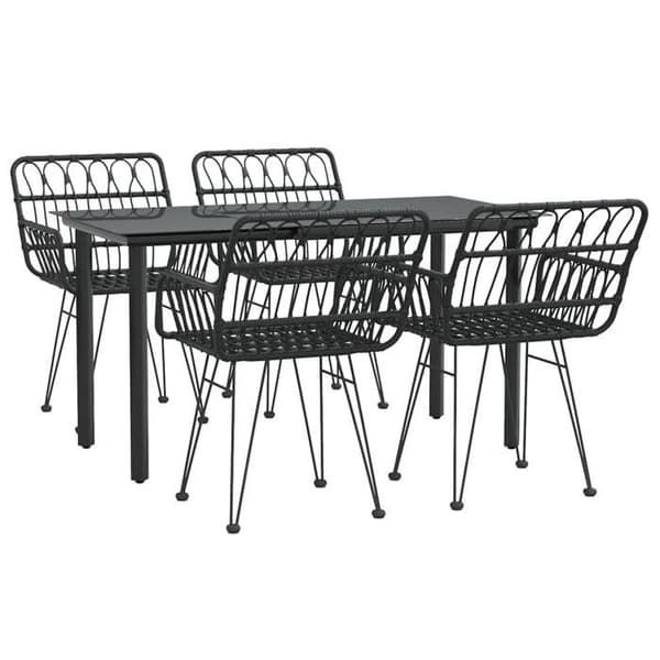 Maison Exclusive - Trädgårdsset 5 delar Svart Flätad Resin