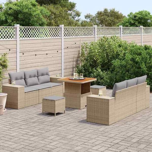 Maison Exclusive - Beige ja Vaaleanharmaa Poly Rattan -puutarhakalustesarja