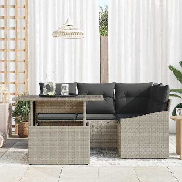 Lounge-soffor - MAISON EXCLUSIVE - Set 5 delar - Modulär - Poly rattan - Ljusgrå Ljusgrått