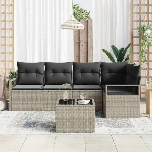Trädgårdsmöbler - EXKLUSIVT HUS - Modulär - UV-beständig poly-rattan - Avtagbara kuddar - Grå