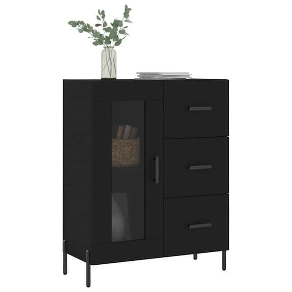 Maison Exclusive - Sort buffet 69,5x34x90 cm ingeniørtræ
