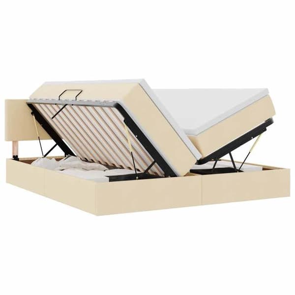 Maison Exclusive - Opbevaringsseng Creme 200 x 200 cm Syntetisk læder Grädde