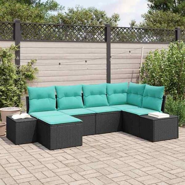 Maison Exclusive - 6-delt have-sofa sæt i sort og turkis polyrotin