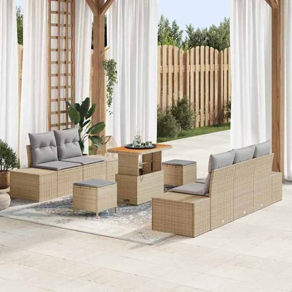 Maison Exclusive - 8-delars trädgårdsoff-set 7-sits Beige beige