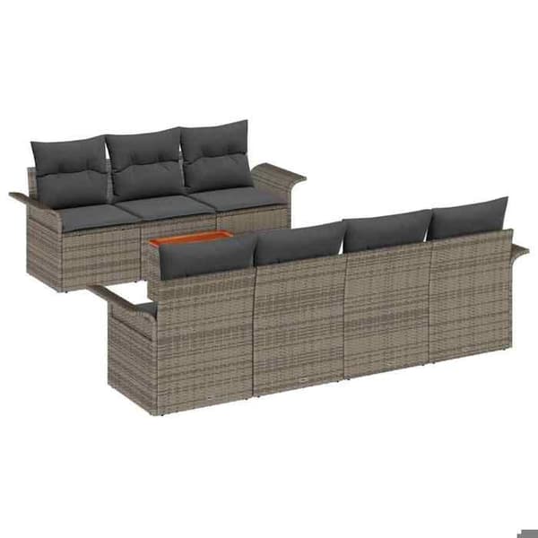 Lounge-soffor - MAISON EXCLUSIVE - 7 platser - Grå - Poly rattan & massiv akacia - Supermodulär Grå