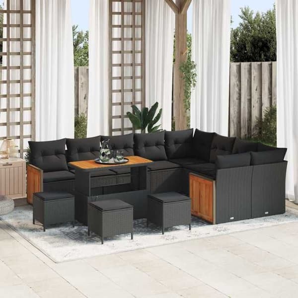 Maison Exclusive - 13 hengen puutarhakalustesarja 13 pc Musta