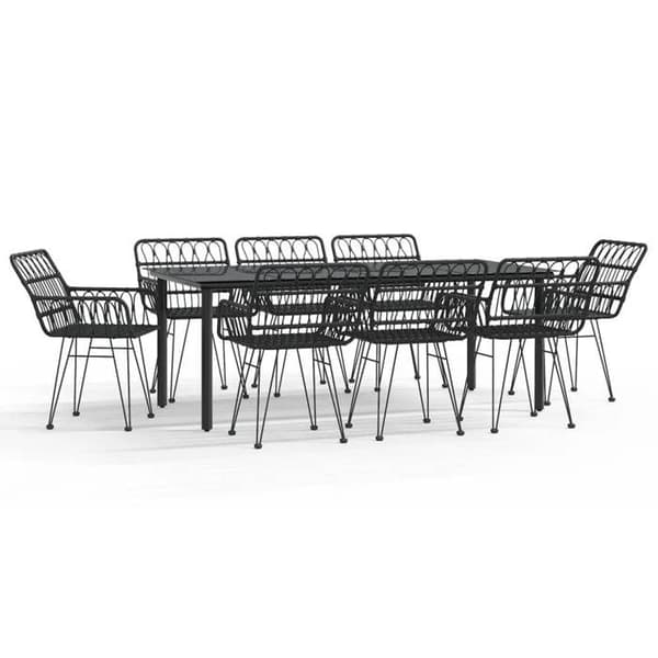 Maison Exclusive - Trädgårdsset 9 delar Svart Flätad Resin