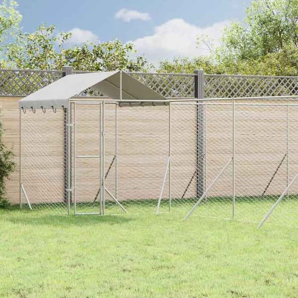 Exklusivt hus - Utomhus hundbur med silvertak 10x8x2,5 m