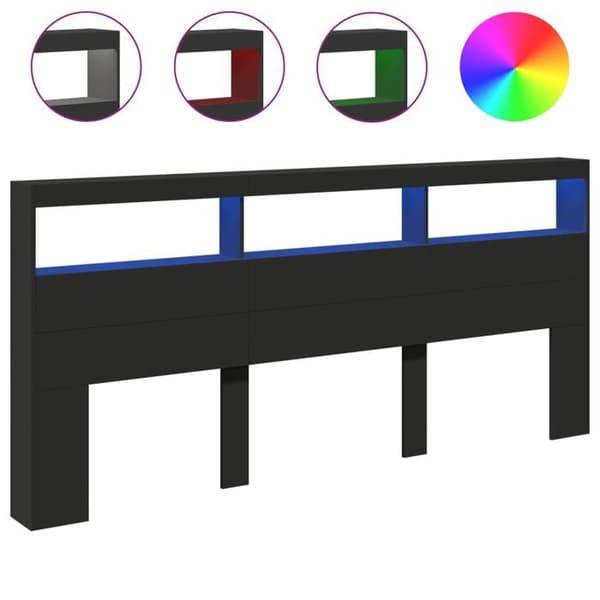 Maison Exclusive - Senghovedgærde med LED sort 220x17x102 cm