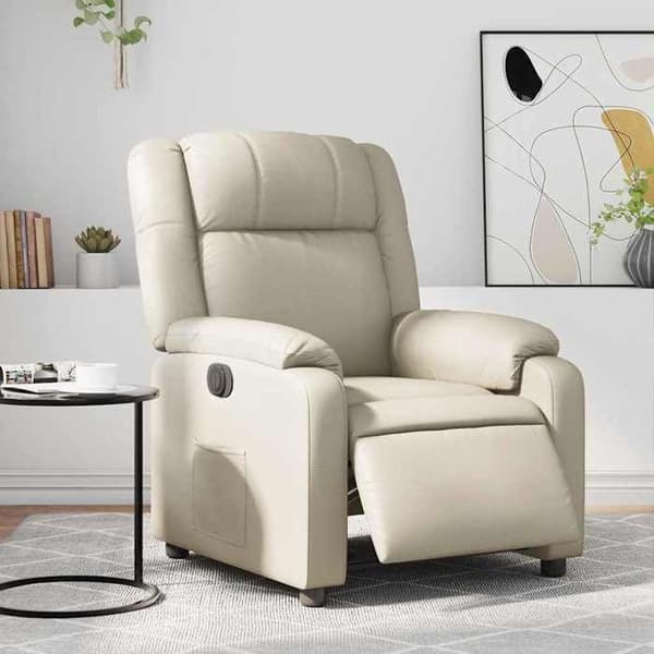 Maison Exclusive - Elektrisk lutbar fåtölj i krämfärgad konstläder Grädde