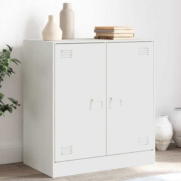 Buffet - EKSKLUSIVT HUS - 67 x 39 x 73 cm - Hvid - Koldvalset stål - 2 døre Vit
