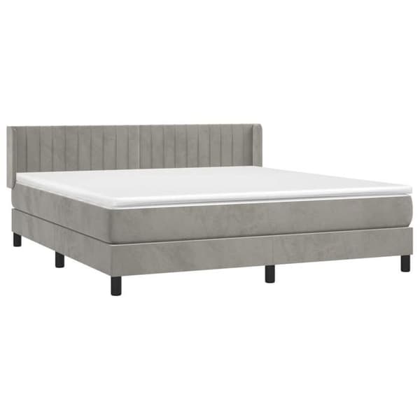 Maison Exclusive - Seng solid bund med socker og madras Grå 160x200cm Velour