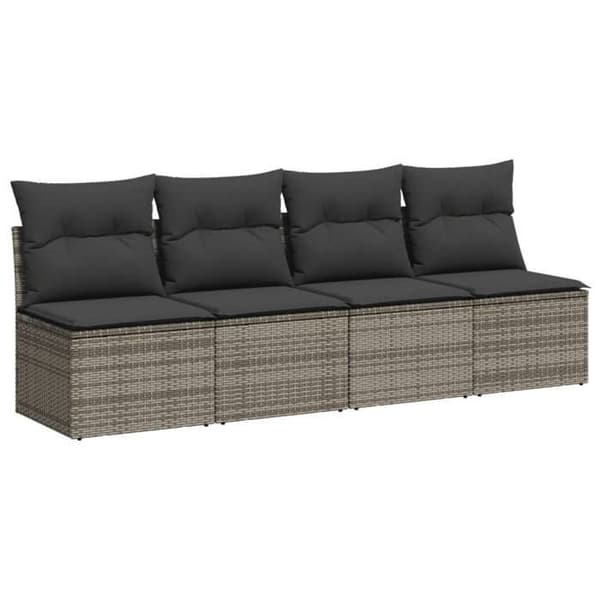 Maison Exclusive - Trädgårdsmöbler med kuddar 10 delar grå flätad resin