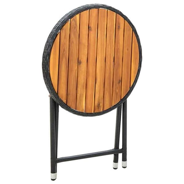Maison Exclusive - Svart tebord 60 cm i flätad resin och solid akaciaträ