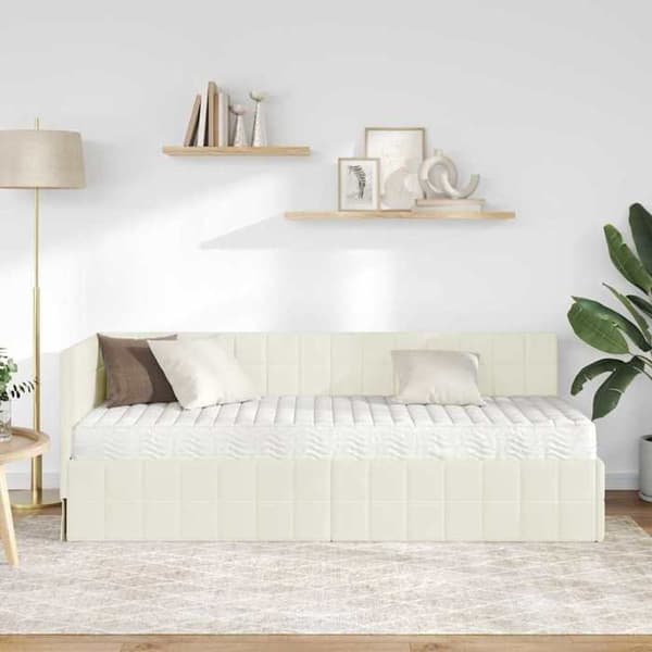 Maison Exclusive - Hörnsängram med madrass 2 pc Kräm 80 x 200 cm Grädde