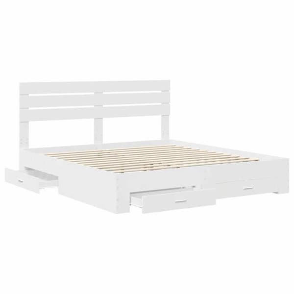 Maison Exclusive - Sängram med låda Vit 180 x 200 cm Ingenjörsträ
