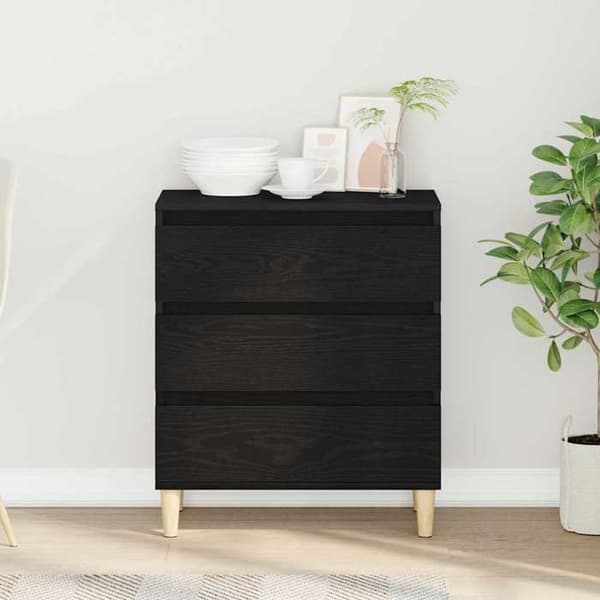 Maison Exclusive - Buffet Sort egetræ 60 x 35 x 70 cm Ingeniørtræ svart ek