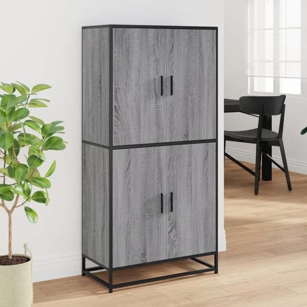 Maison Exclusive - Buffé hög sonoma grå 68x35x139 cm ingenjörsträ