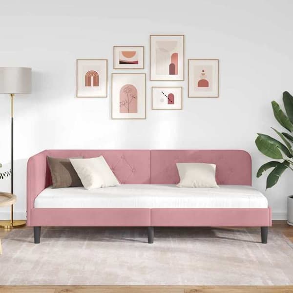 Sängram i hörn - EXKLUSIV HEM - Modell L - Sammet - 80 x 200 cm - Bäddsoffa Ros