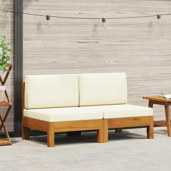 Maison Exclusive - Centrale sofaer 2 stk med cremehvide puder i solid akacietræ