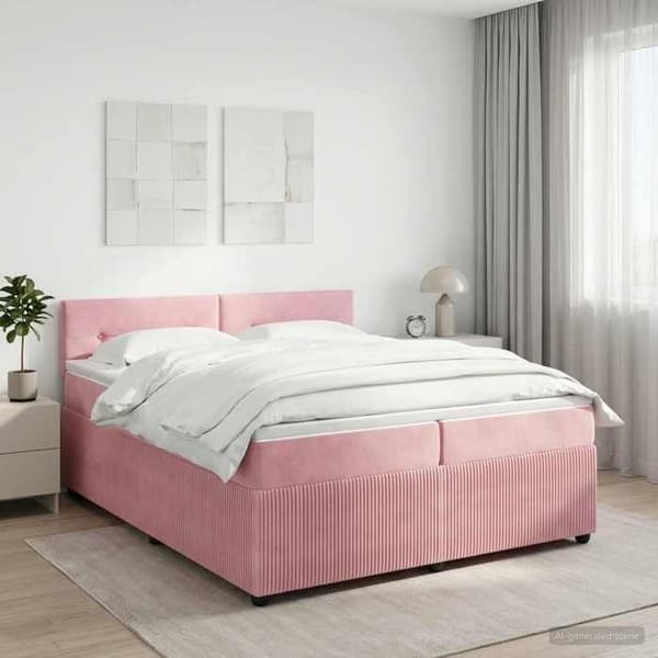 Maison Exclusive - Boxspring-sänky Rose-matolla 200 x 200 cm Sametti Rosa (sammet)