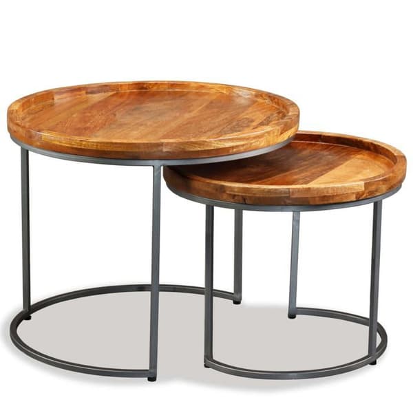 Maison Exclusive - Set med 2 sidobord i massivt mangoträ