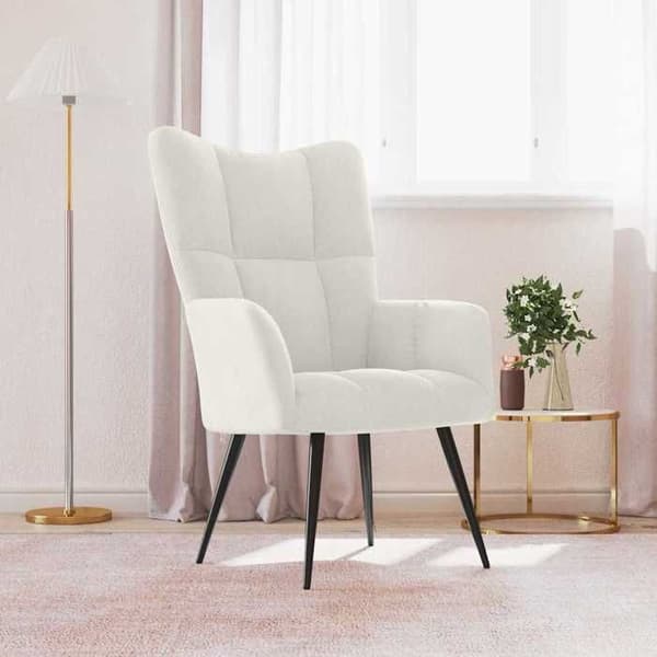 Maison Exclusive - Hvid creme Velour afslapningsstol
