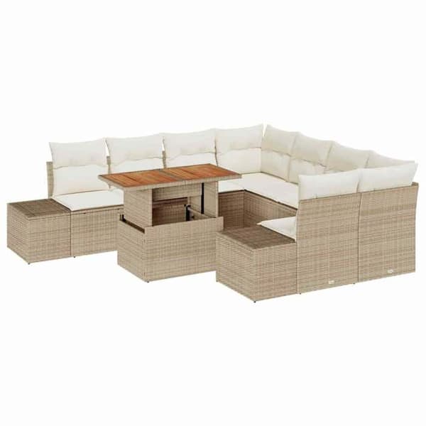 Maison Exclusive - 9 osan puutarhakalustesarja Beige ja kerma