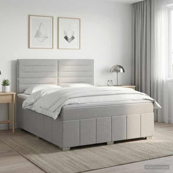 Maison Exclusive - Boxspring seng med madras Lys grå 160 x 200 cm Stof