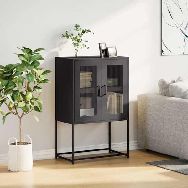 Maison Exclusive - Sort høj buffet 68x39x107 cm stål Svart