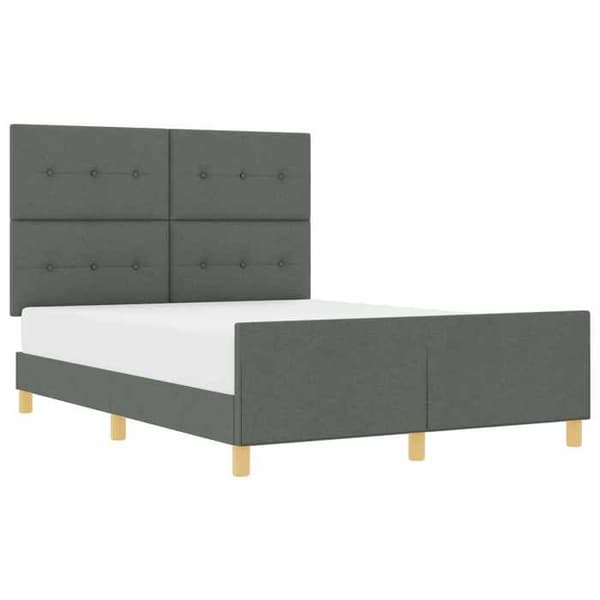 Sängram - EXKLUSIV HEM - Sammetstyg - 140 x 190 cm - Mörkgrå - Huvudgavel & ribbor ingår Mörkgrå