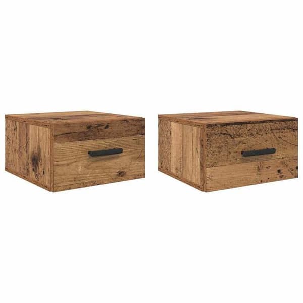 Väggmonterad sängbord - EXKLUSIV HEM - 2 delar 35×35×20 cm - Träpaneler - Väggmontering - Brun